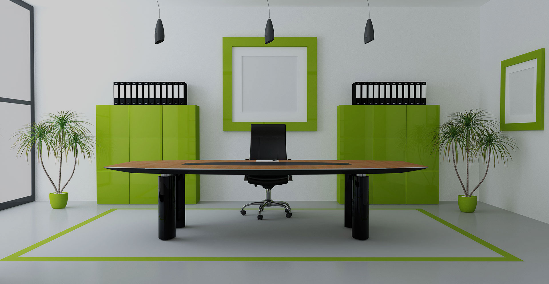 Офисный стол зеленого цвета